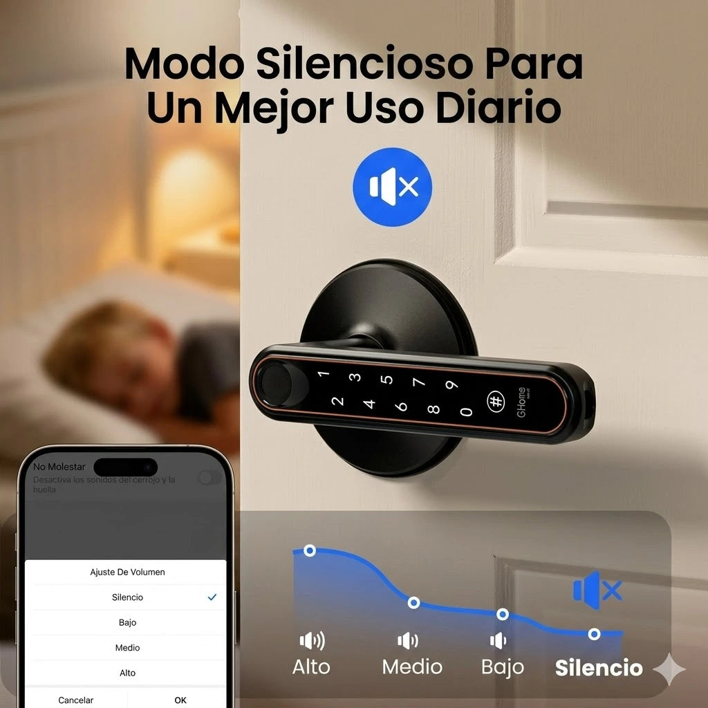 Cerradura Inteligente Interior 4 en 1 con Huella, App, Llave y más